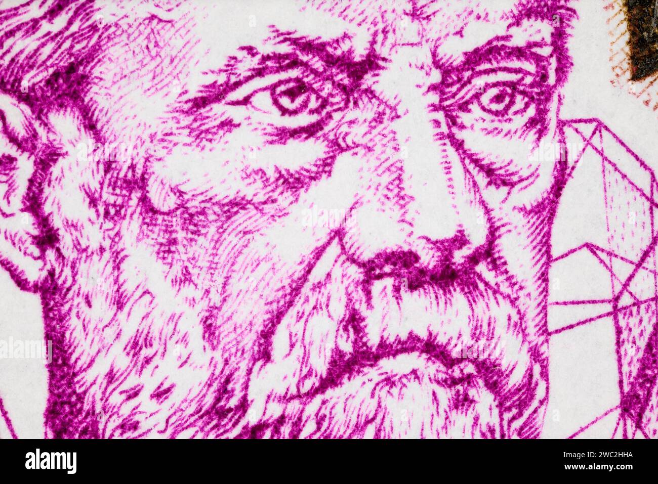 Portrait of Louis Pasteur (1822-1895) scientist - detail from a French postage stamp (1973) Stock Photo