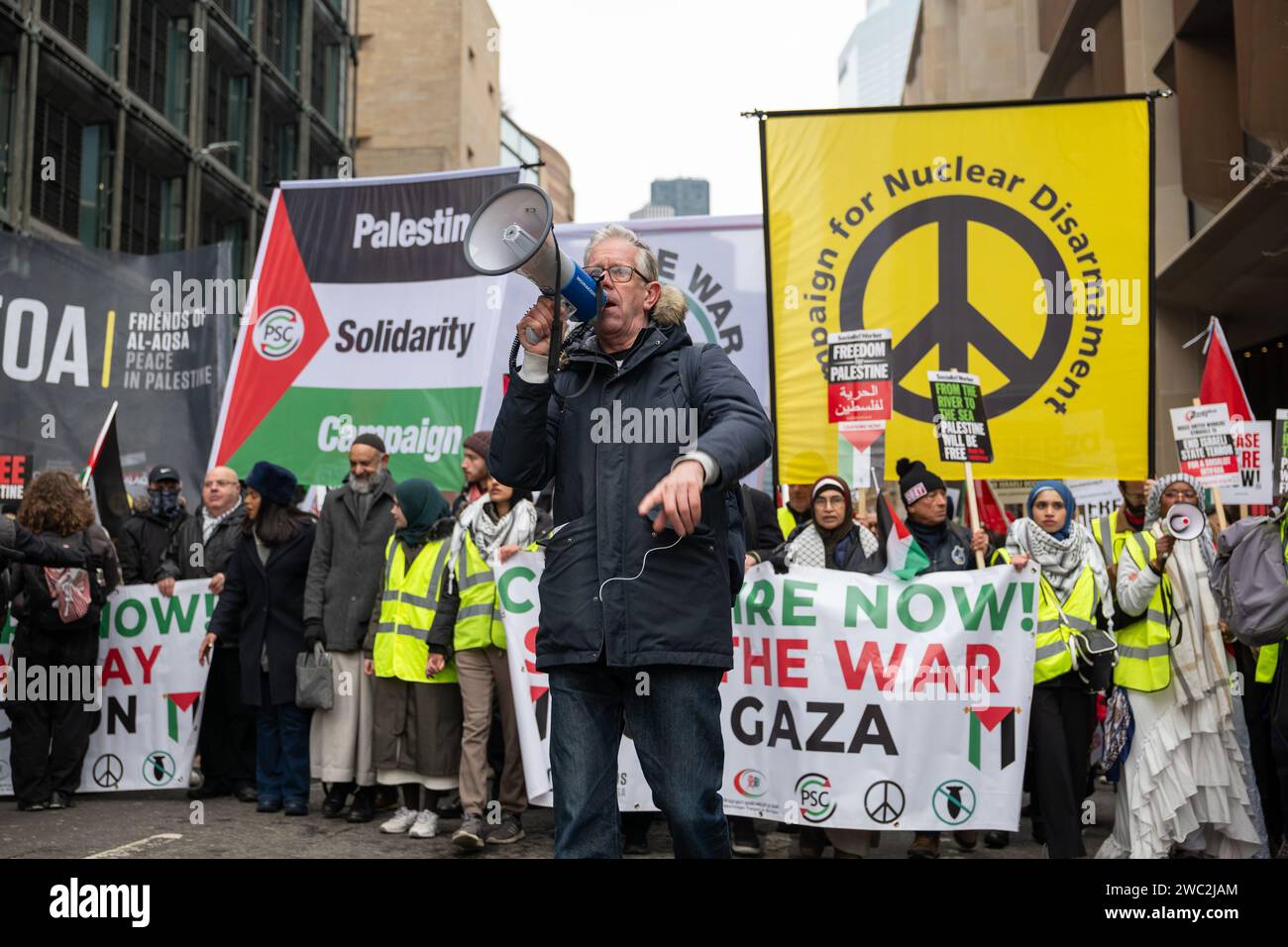 London UK 13 JAN 2024 Central London Was Brought To A Standstill   London Uk 13 Jan 2024 Central London Was Brought To A Standstill Has Thousands Of People Marched To Downing Street Calling For A Full Ceasefire In The Gaza Strip Aubrey Fagon Alamy Live News 2WC2JAM 