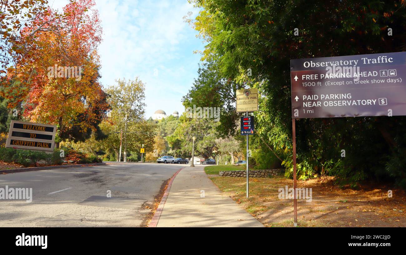 Los Angeles, California: Griffith Park Entrance Sign. Griffith Park is ...