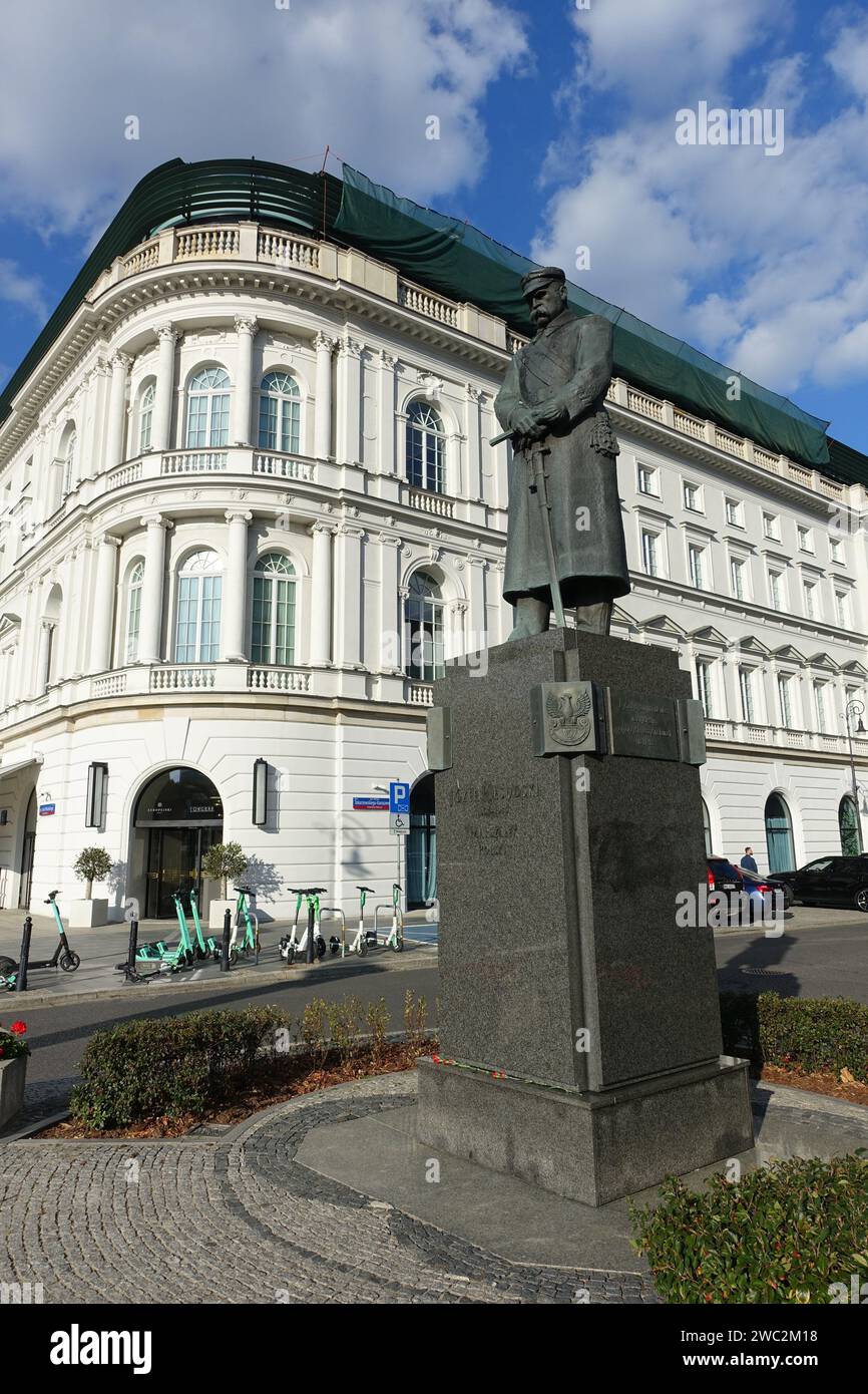 Statue of marshal Jozef Pilsudski in the center of Warsaw, Poland Stock Photo