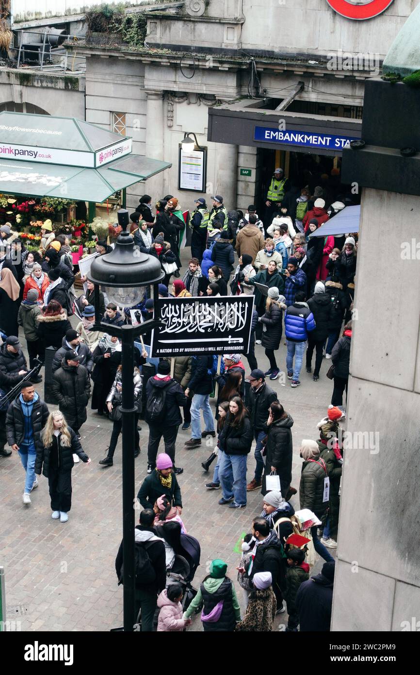 London, UK. 13th January, 2024 Many thousands marched through the ...