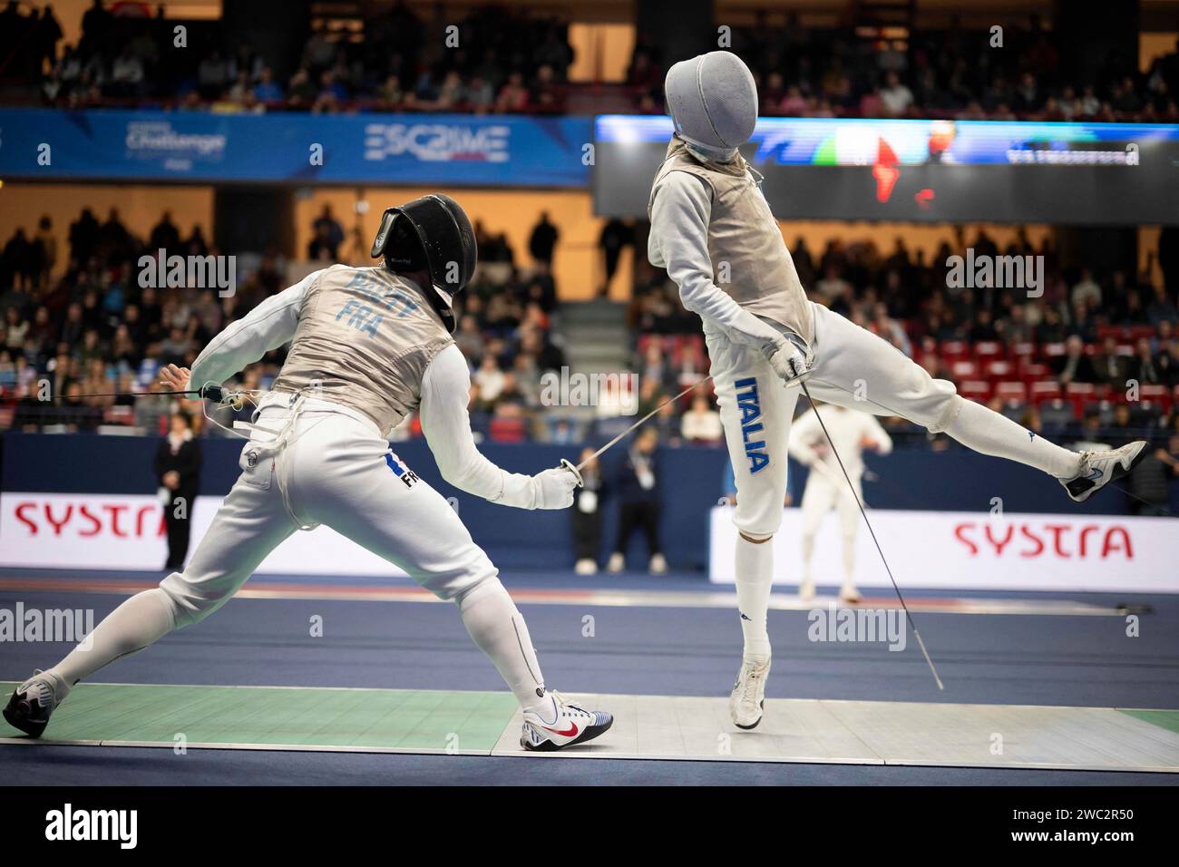 Paris, France. 13th Jan, 2024. Fencing Match (FOIL) between PAUTY
