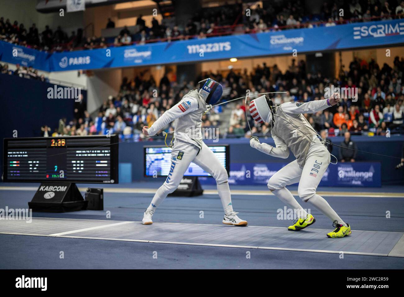 Paris, France. 13th Jan, 2024. Fencing Match (FOIL) between MASSIALAS