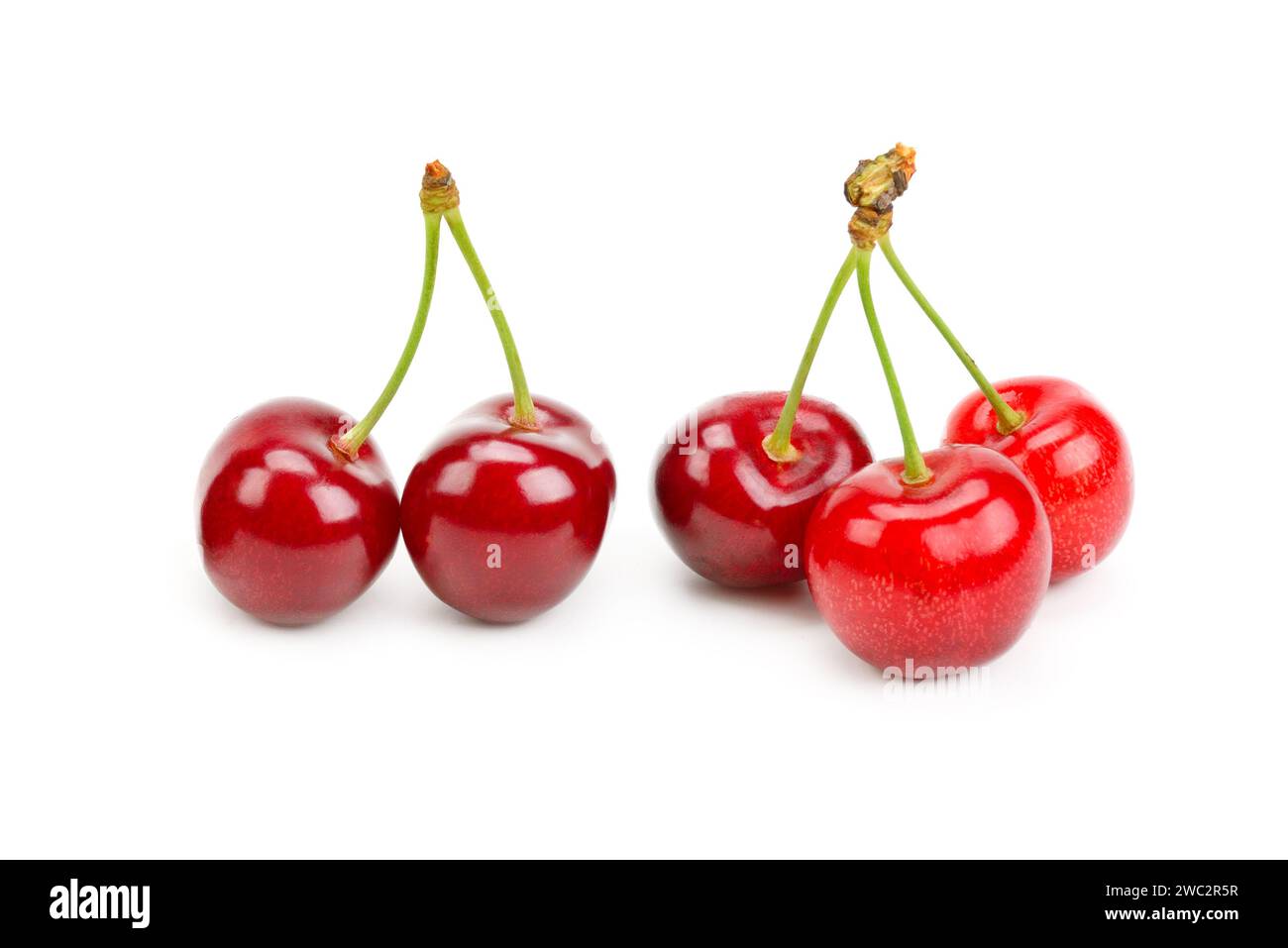 Ripe cherries isolated on white background. Healthy food Stock Photo ...