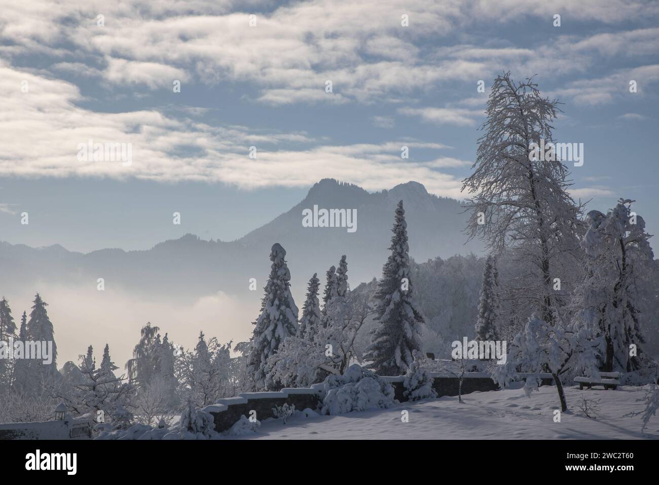 Oberbayern, Deutschland 11. Januar 2024: Im Bild: Eine romantische 