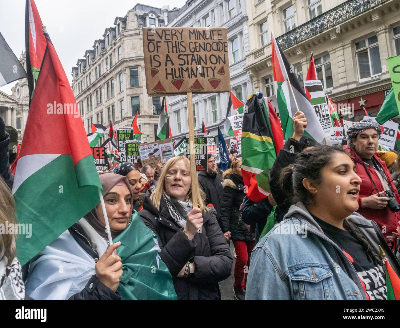 London, UK. 13 Jan 2024. Hundreds of thousands march in London in a ...