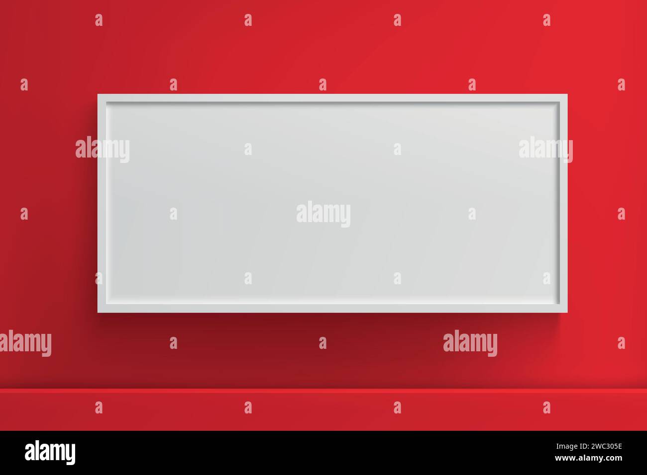 Realistic vector light box template, billboard sign frame on wall ...