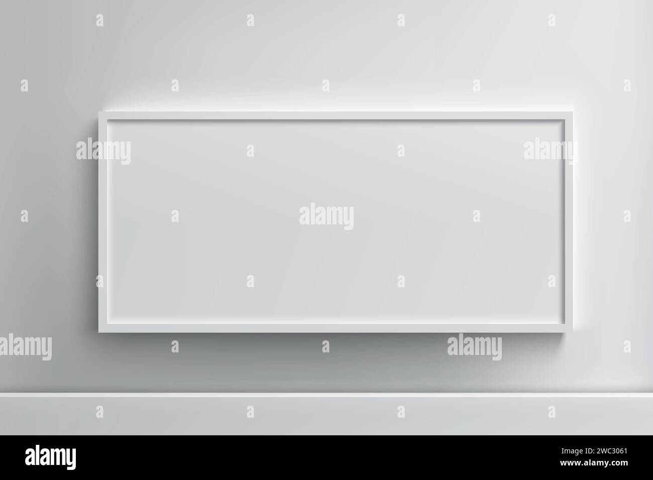 Realistic vector light box template, billboard sign frame on wall ...