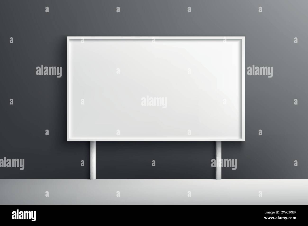 Realistic vector light box template, billboard sign frame on wall background Stock Vector