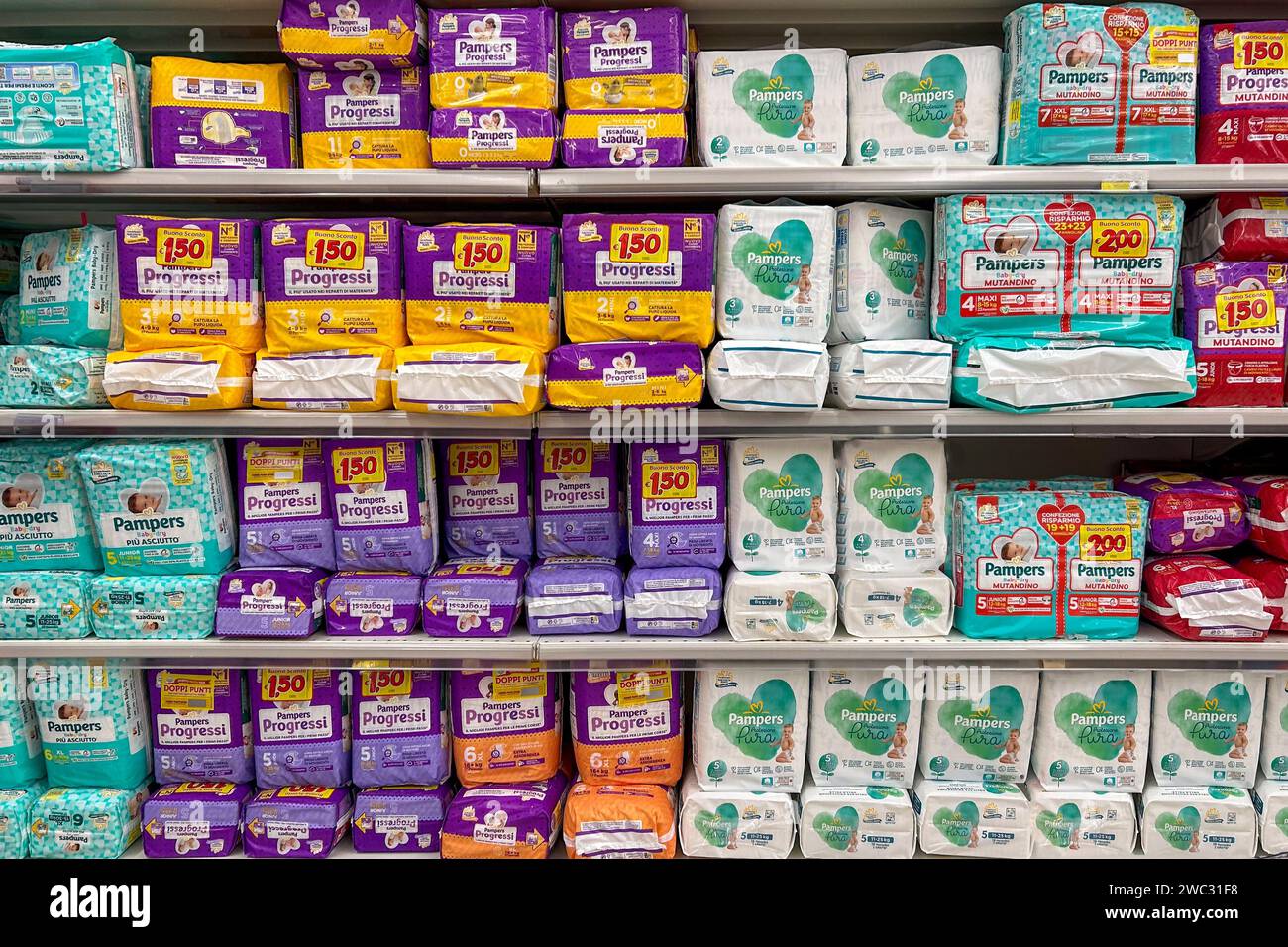 Diapers shelf in supermarket in hi-res stock photography and images - Alamy