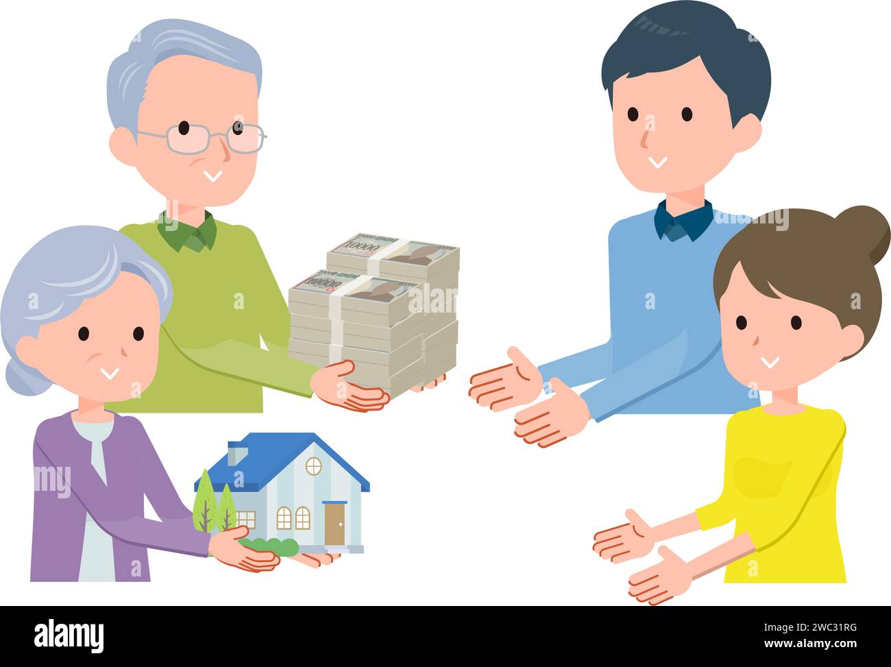 Scene of handing over cash and real estate assets Stock Vector Image & Art Alamy
