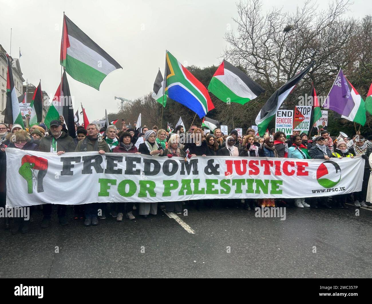 People talking part in the Ireland-Palestine Solidarity Campaign march