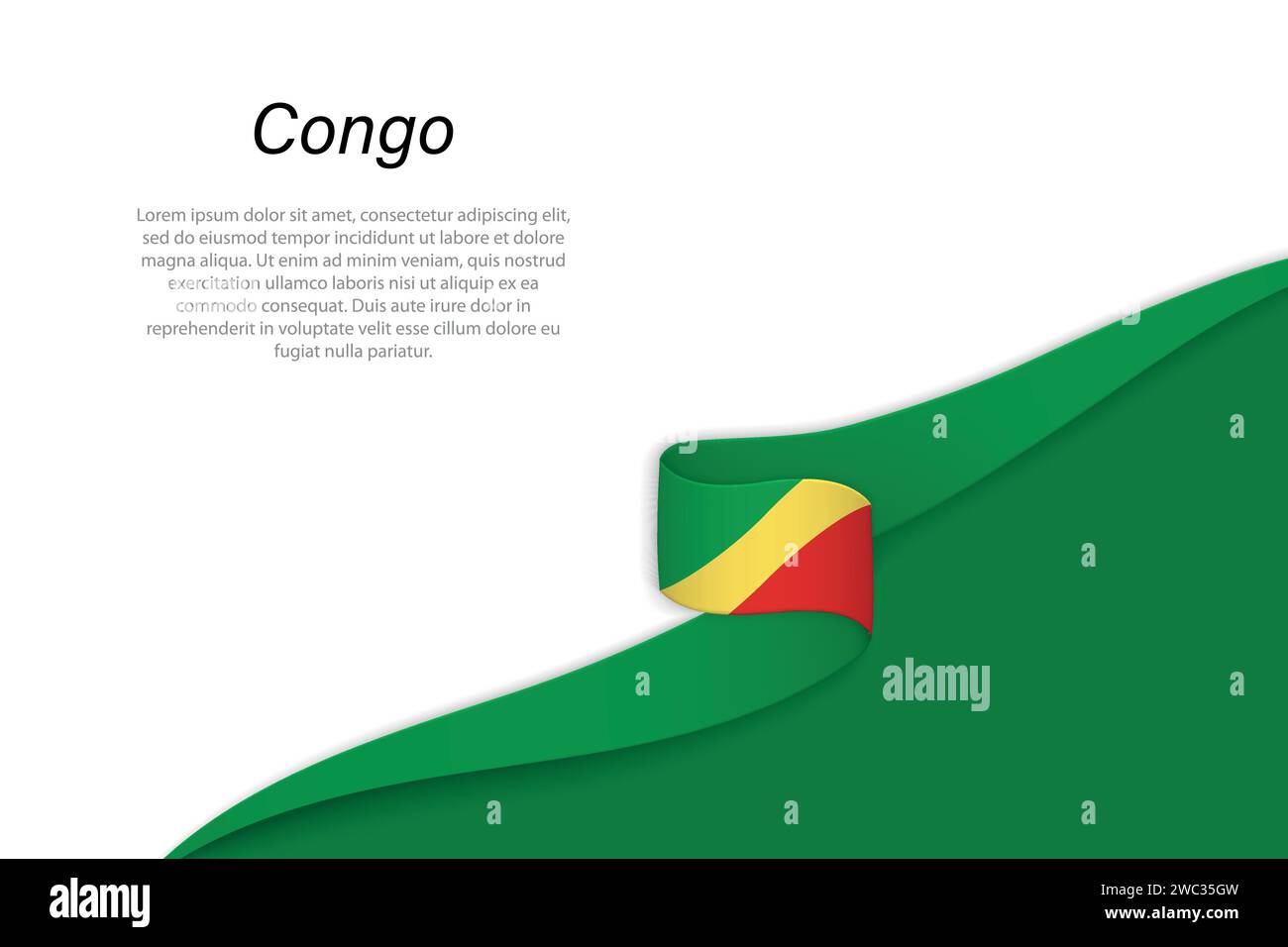 Wave flag of Congo with copyspace background. Banner or ribbon vector ...