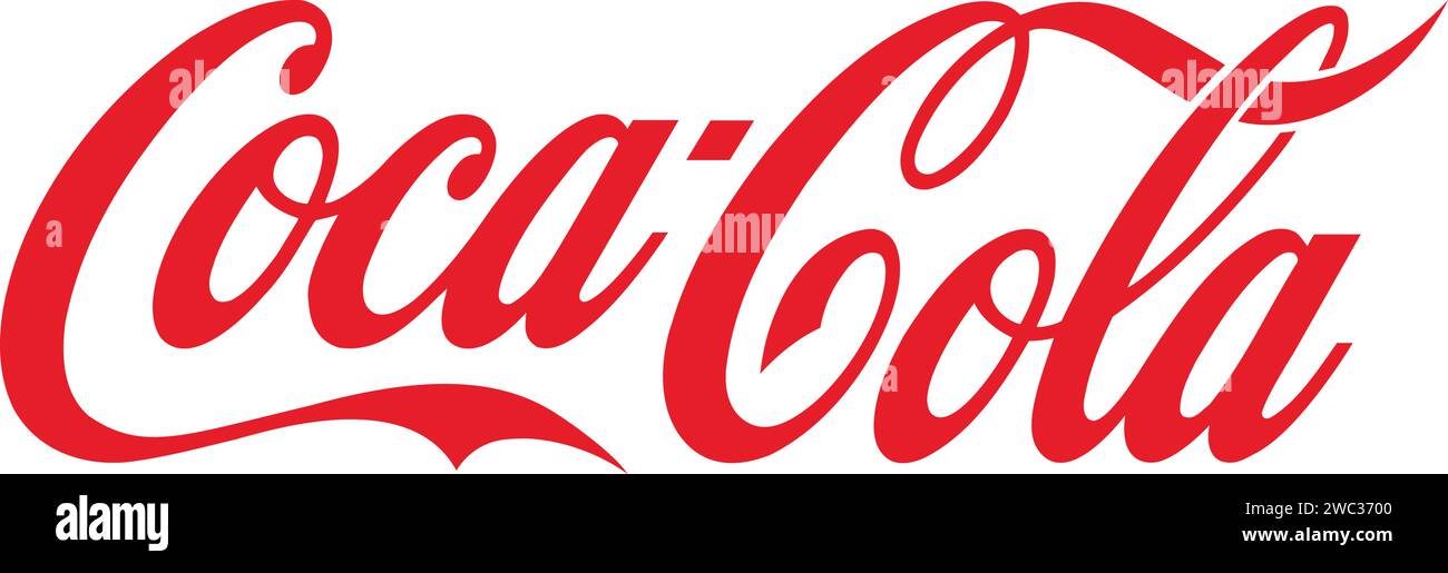 Coca cola logo, Coca cola cursive font red logo Stock Vector