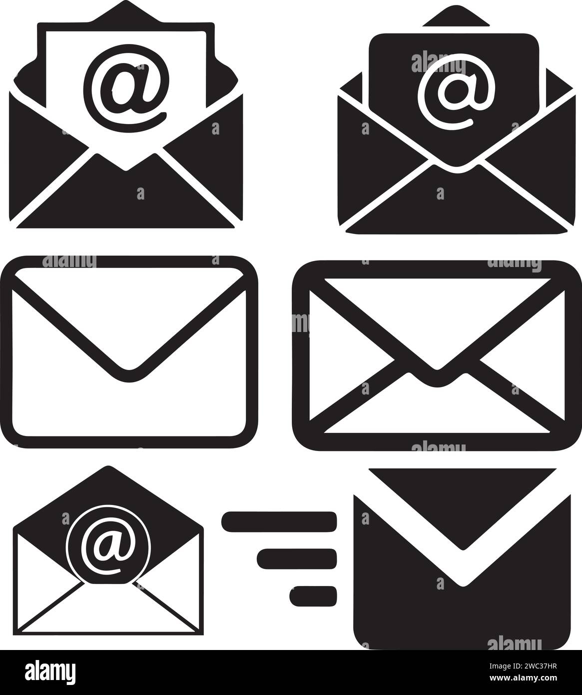 Message symbol icon, Set of Email or message icon Stock Vector