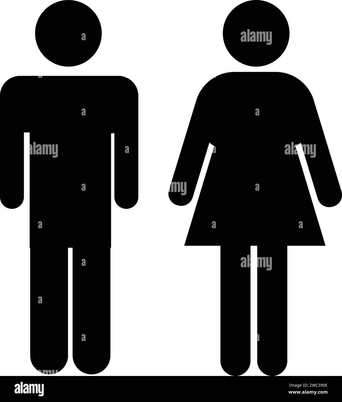 Male Female Symbols, Toilet Sign, Gender Icon Restroom Stock Vector