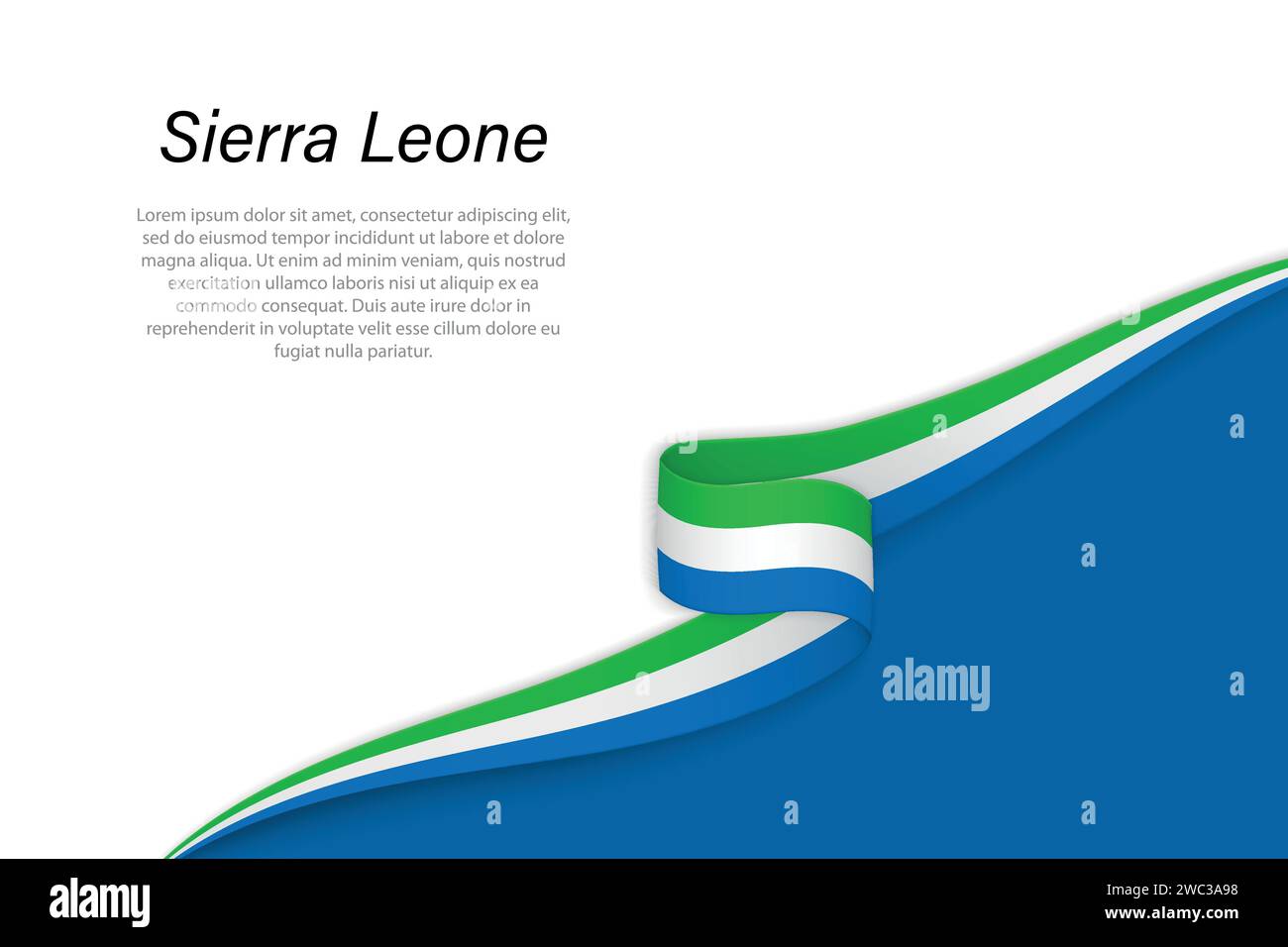 Wave flag of Sierra Leone with copyspace background. Banner or ribbon ...