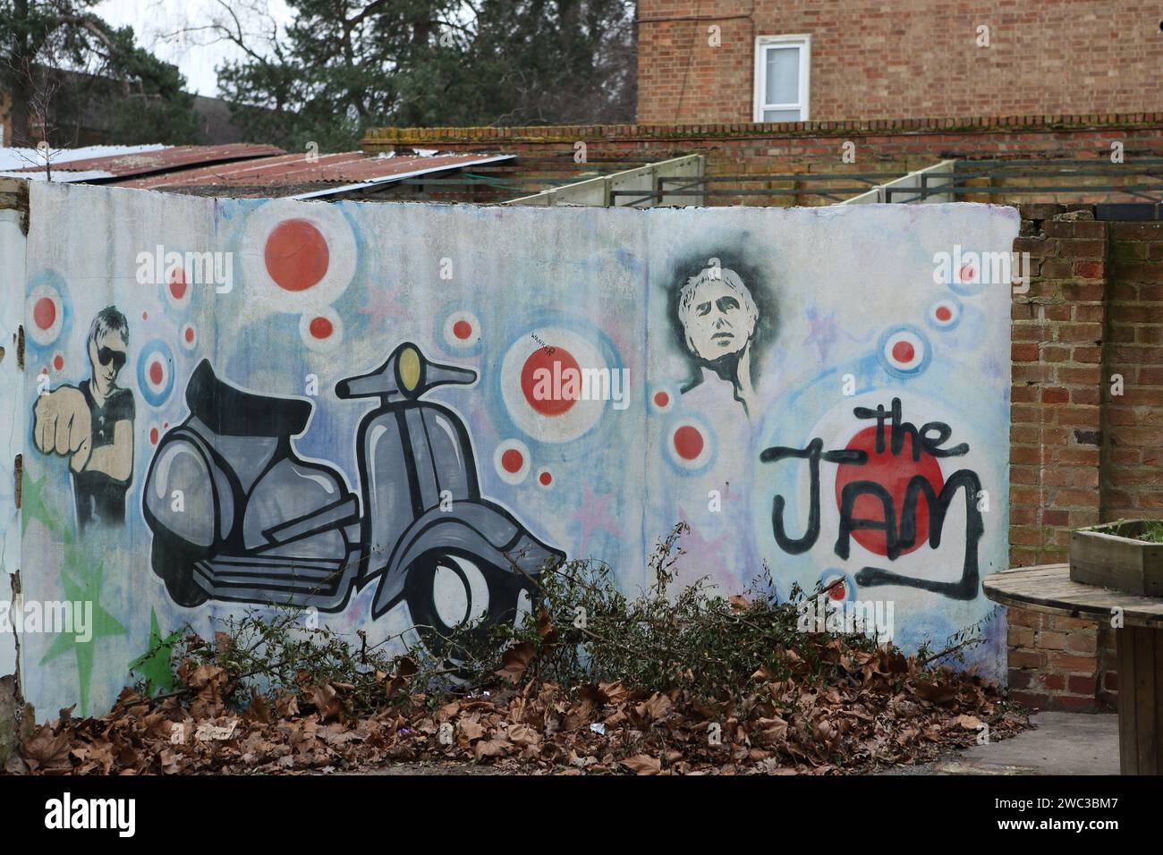 Sheerwater, Woking, Surrey. Wall mural with graffiti showing Paul