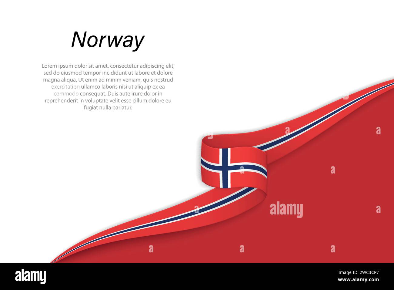 Wave flag of Norway with copyspace background. Banner or ribbon vector ...