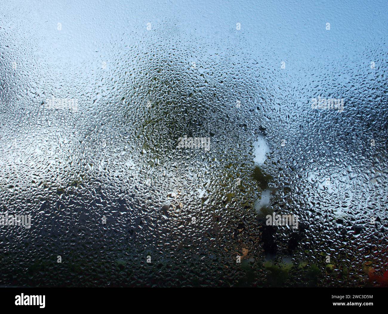 Condensation in glass. Works for illustration of weather and as background or graphic compositing element. Stock Photo