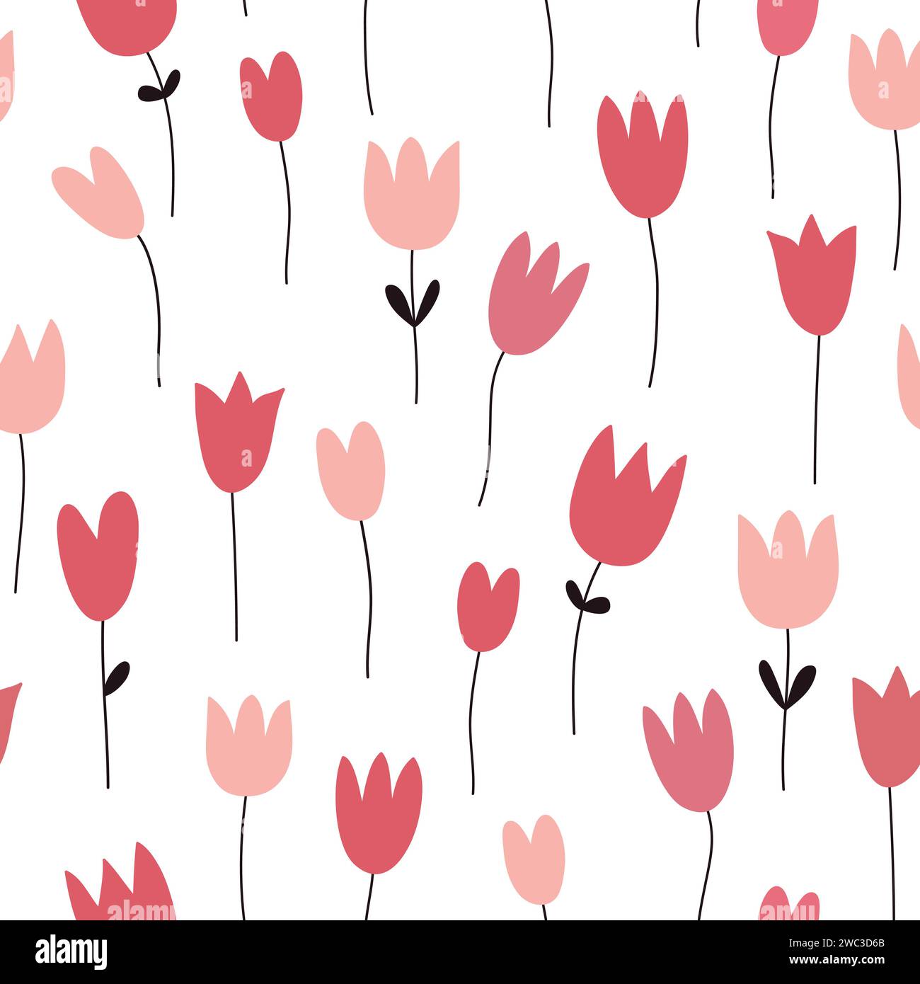Floral seamless pattern. Spring background with blooming tulips. Vector ...