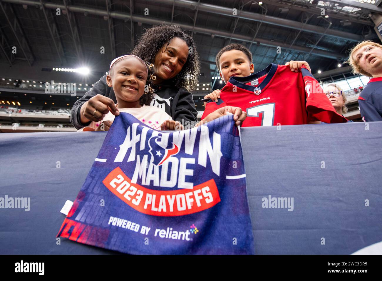 Houston, TX, USA. 13th Jan, 2024. Houston Texans fans prior to a Wild Card playoff game between the Cleveland Browns and the Houston Texans in Houston, TX. Trask Smith/CSM/Alamy Live News Stock Photo