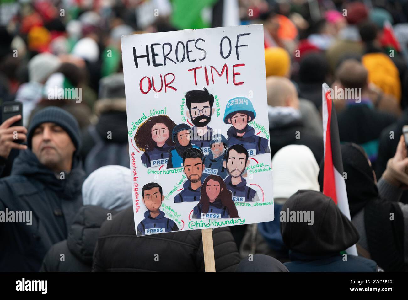 London, UK. 13 January, 2024. Palestine supporters from a coalition of ...