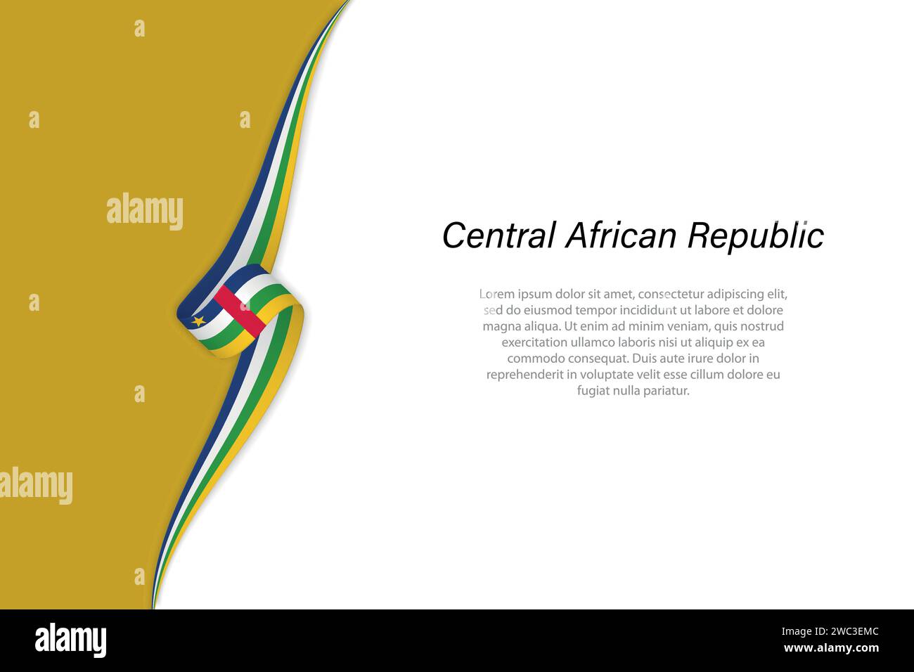Wave flag of Central African Republic with copyspace background. Banner ...