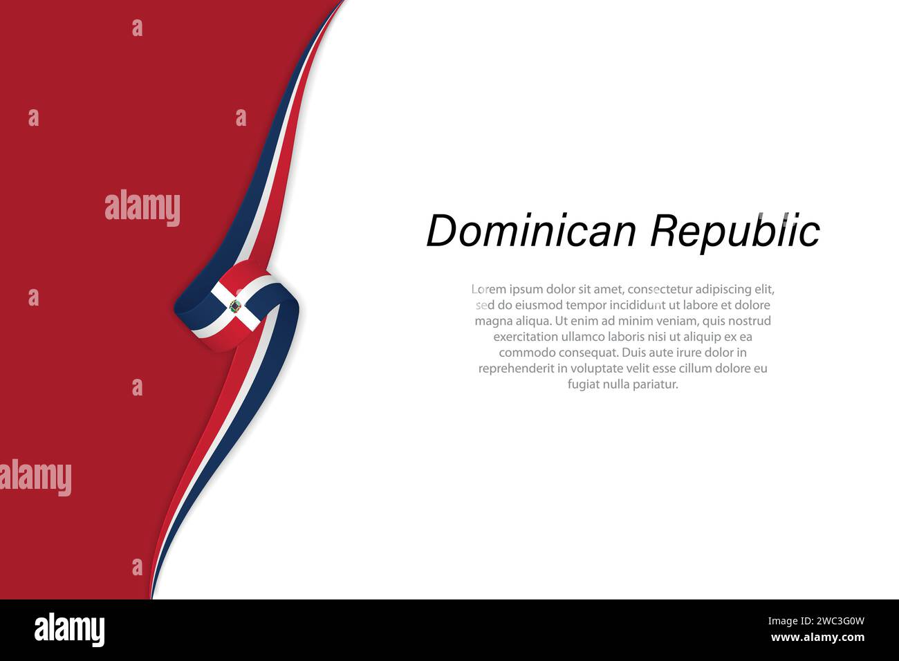 Wave flag of Dominican Republic with copyspace background. Banner or ...