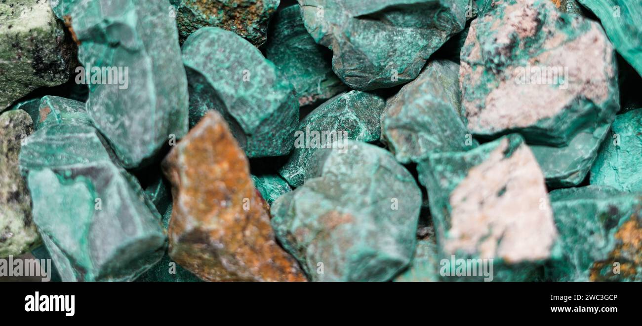 Natural colorful stones. Mineral exchange. Stock Photo
