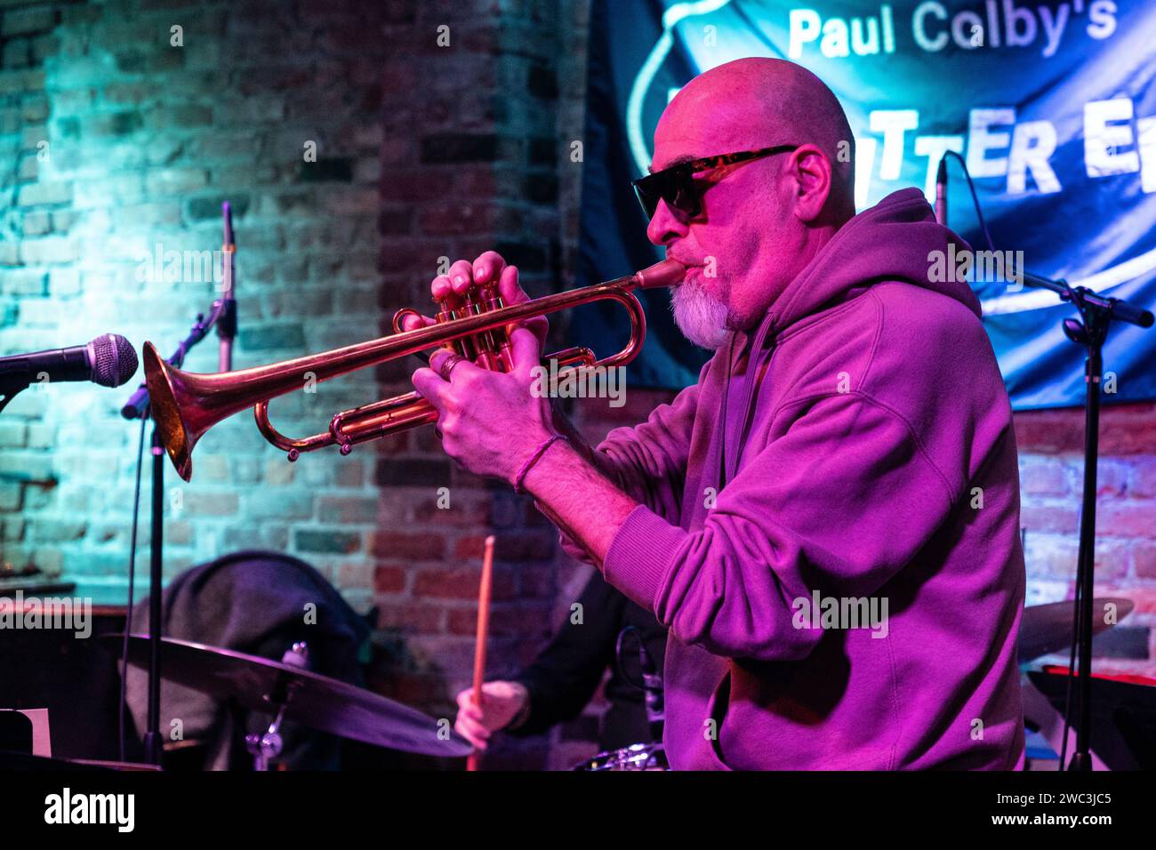 Lionel Belmondo performs with Dead Jazz band at The Bitter End bar as