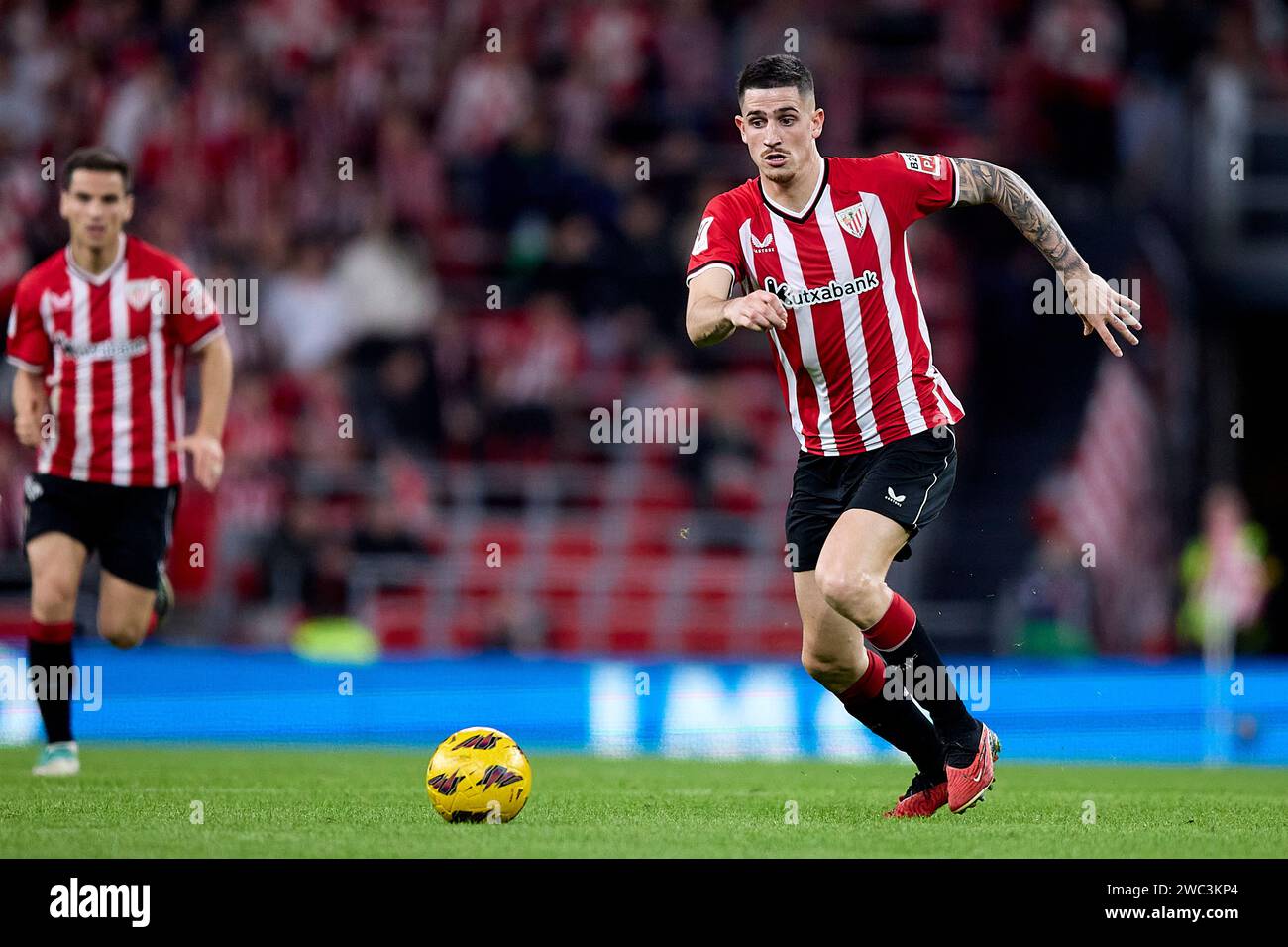 BILBAO, SPAIN - JANUARY 13 Oihan Sancet of Athletic Club during the LaLiga EA Sports match between Athletic Club and Real Sociedad at Estadio de San Mames on January 13, 2024 in Bilbao, Spain. (Photo by QSP) Stock Photo