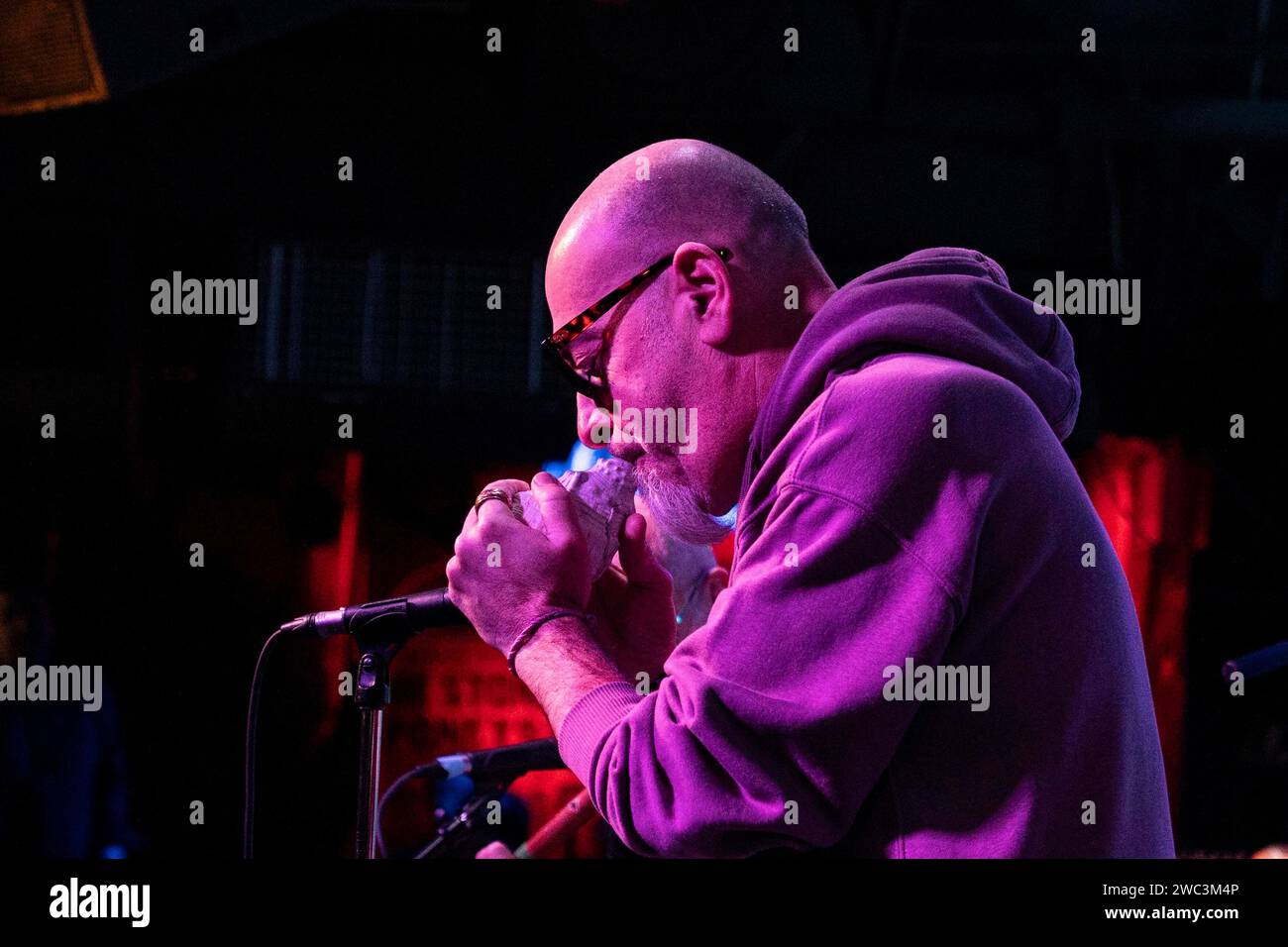 New York, New York, USA. 12th Jan, 2024. Lionel Belmondo performs with Dead Jazz band at The