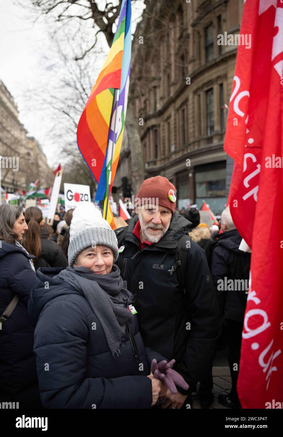 London, U.K. 13th Jan, 2024. Local Brits supporting the Free Palestine