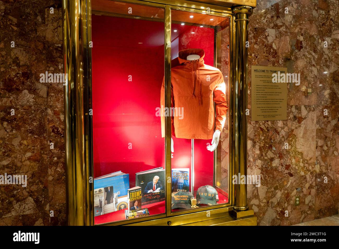 The interior of Trump tower features both restaurants and shops, New York City, USA, 2024 Stock Photo