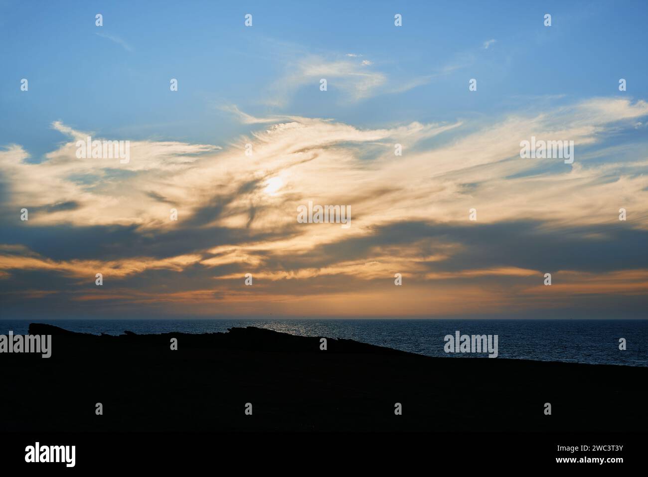 sunset over the ocean in dakhla city Stock Photo