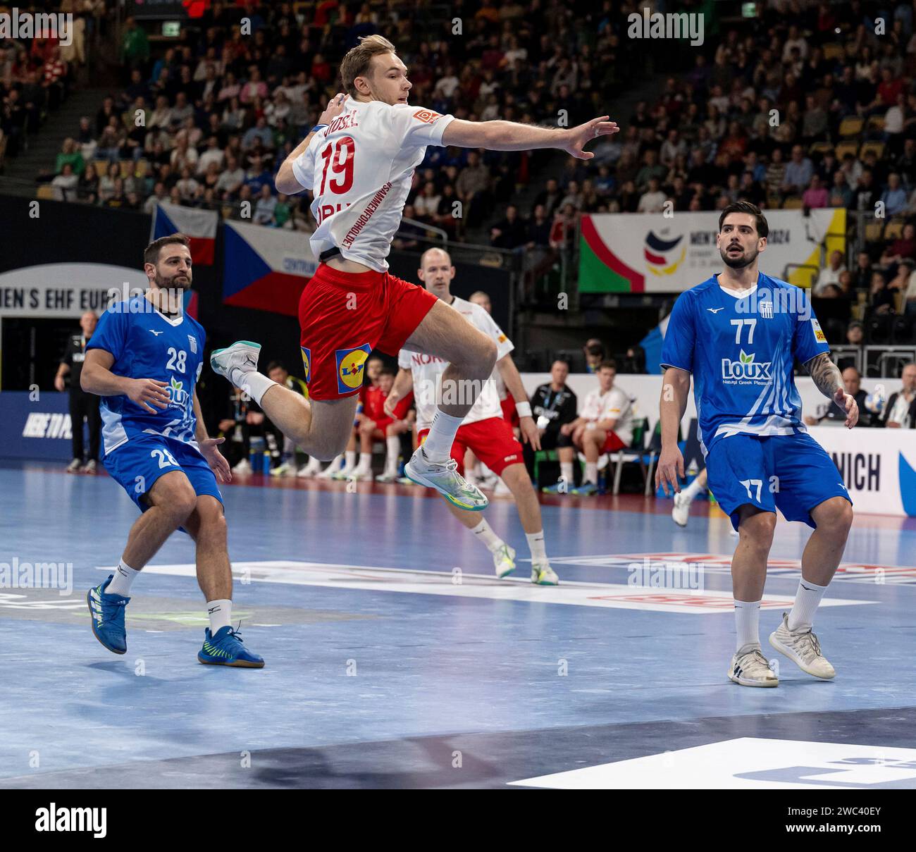 Muenchen, Deutschland. 13th Jan, 2024. Mathias Gidsel (Daenemark