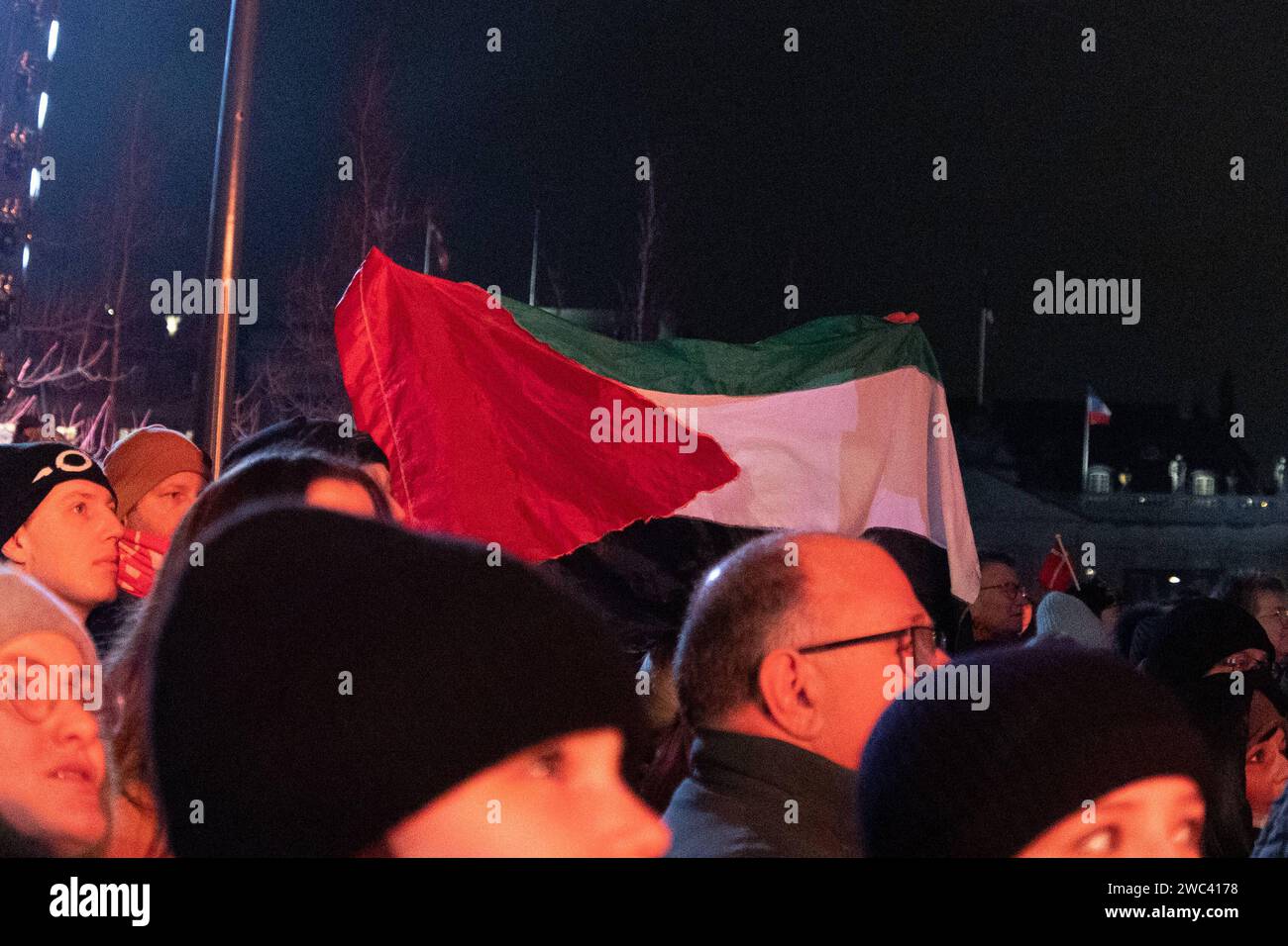 Person with the flag of Palestine during a show hosted by the Danish ...