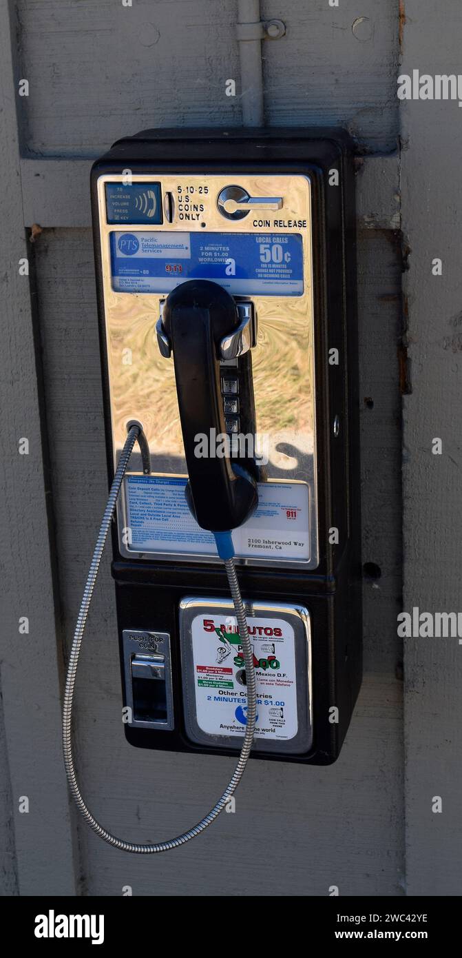 pay telephone in Quarry Lake park in Fremont, California Stock Photo