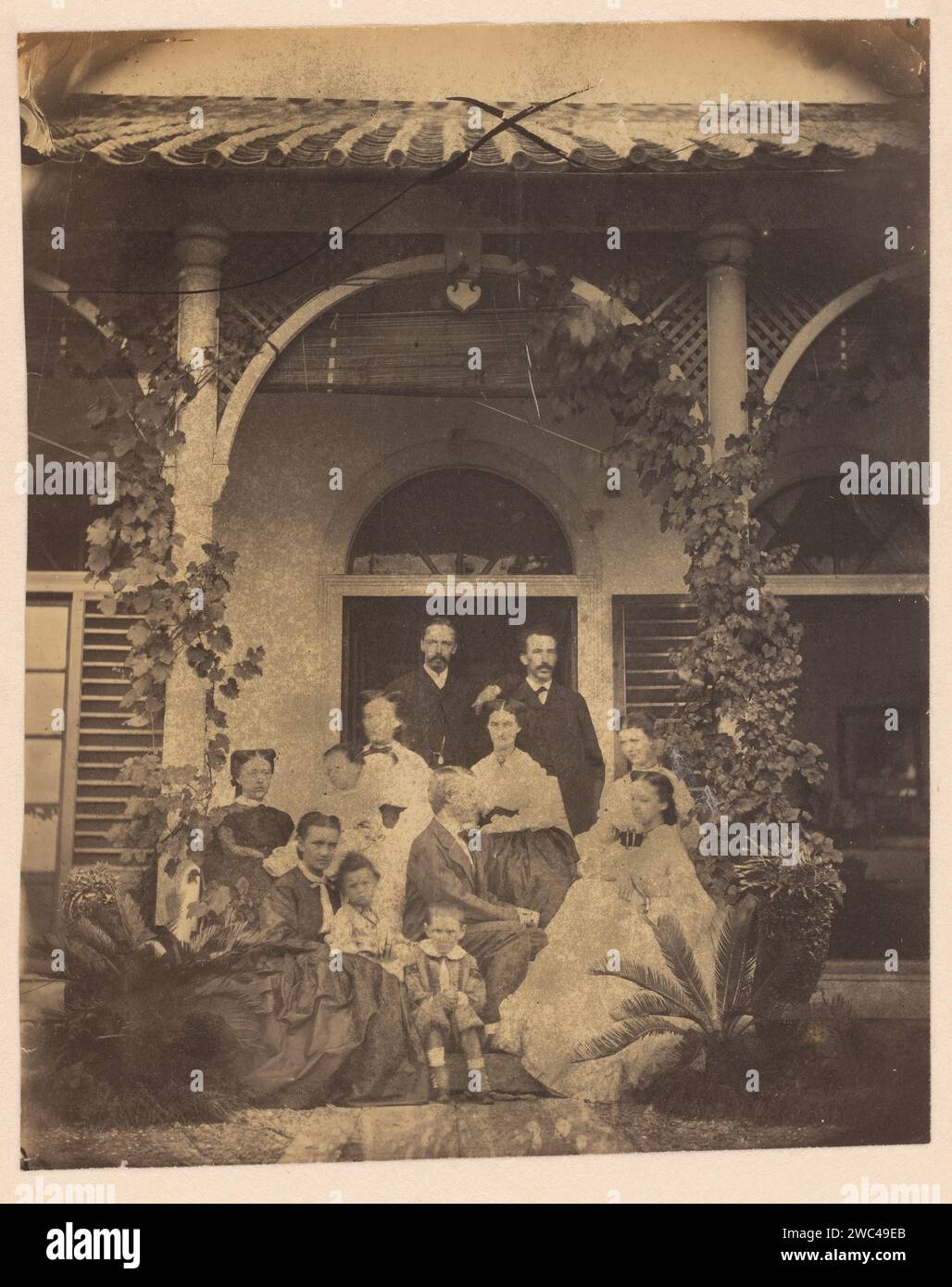 Paper Glover Group portrait at the house of Thomas Glover, Antoon Bauduin ...