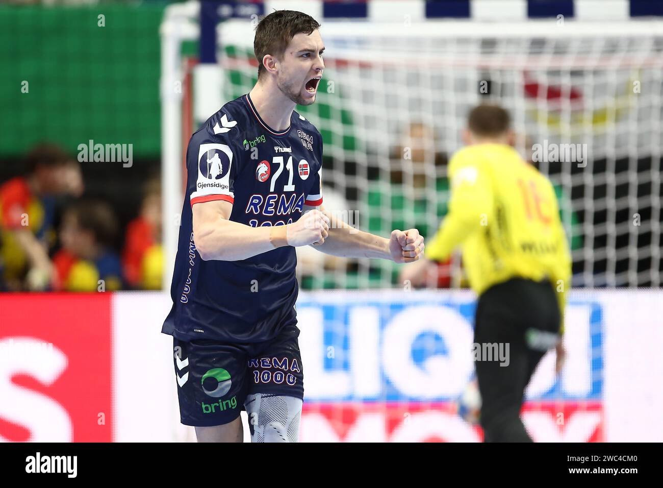 Berlin, Allemagne. 13th Jan, 2024. Alexandre Christoffersen of Norway during the Men's EHF Euro 2024, Group D handball match between Faroe Islands and Norway on January 13, 2024 at Mercedes-Benz Arena in Berlin, Germany - Photo Piotr Matusewicz/DPPI Credit: DPPI Media/Alamy Live News Stock Photo