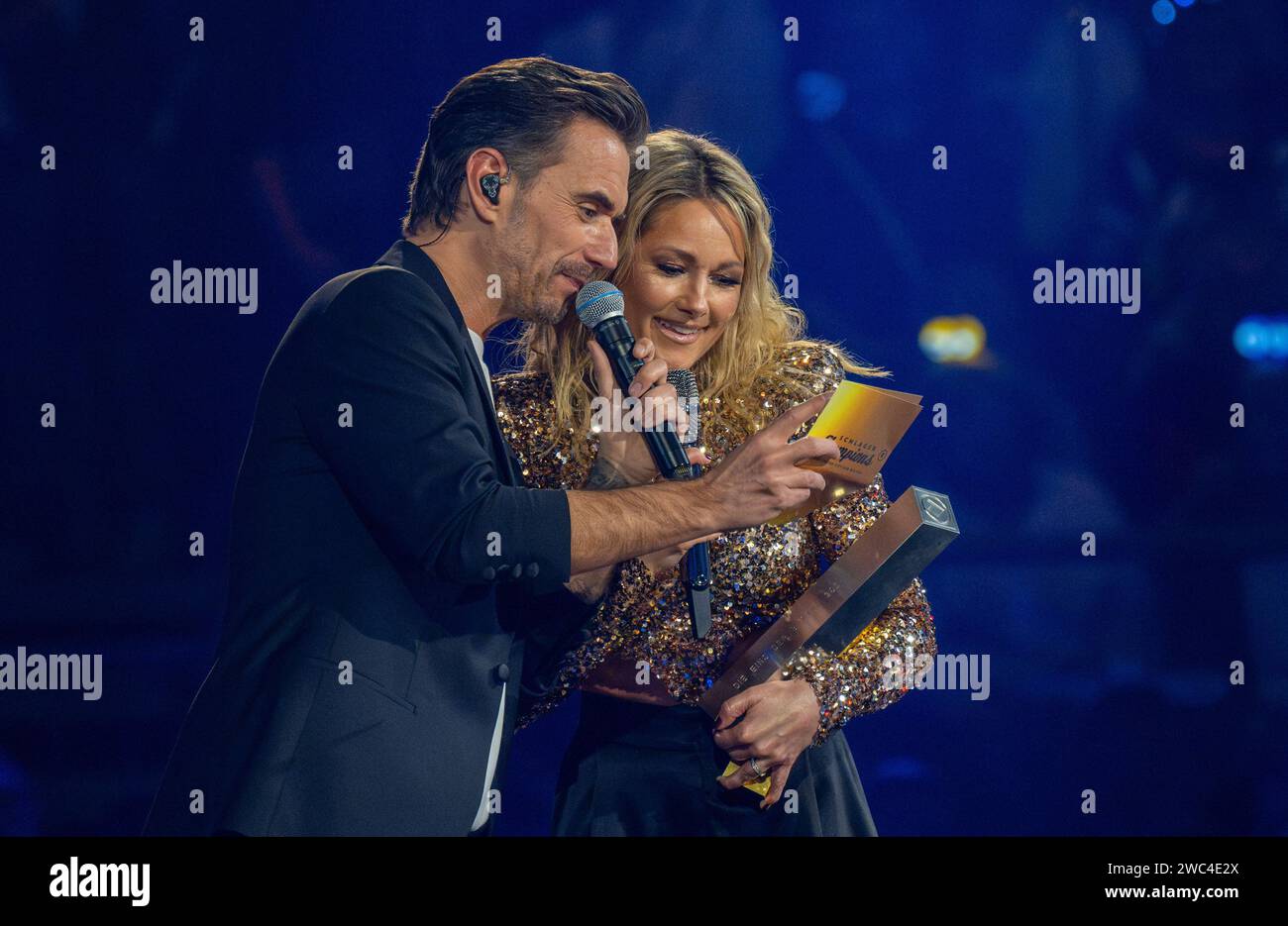  Berlin, Germany. 13th Jan, 2024. Helene Fischer talks to Florian 