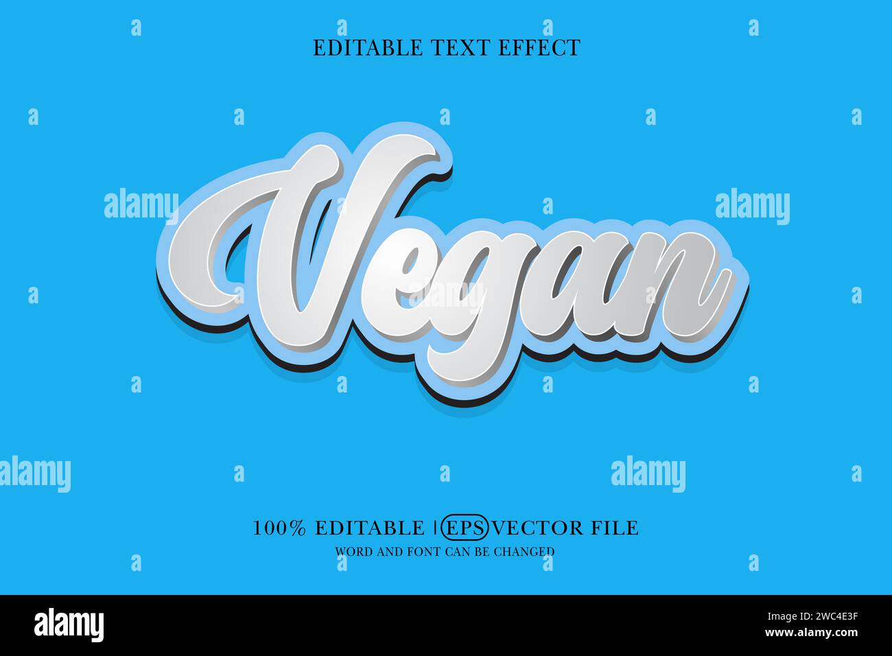 Vegan title background Editable text effect, 3d text template, Stock Vector