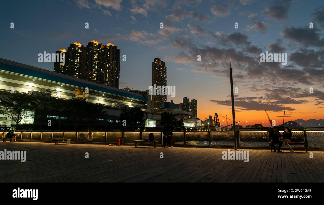 The newly opened Central and Western waterfront promenade, Hong Kong, China. Stock Photo