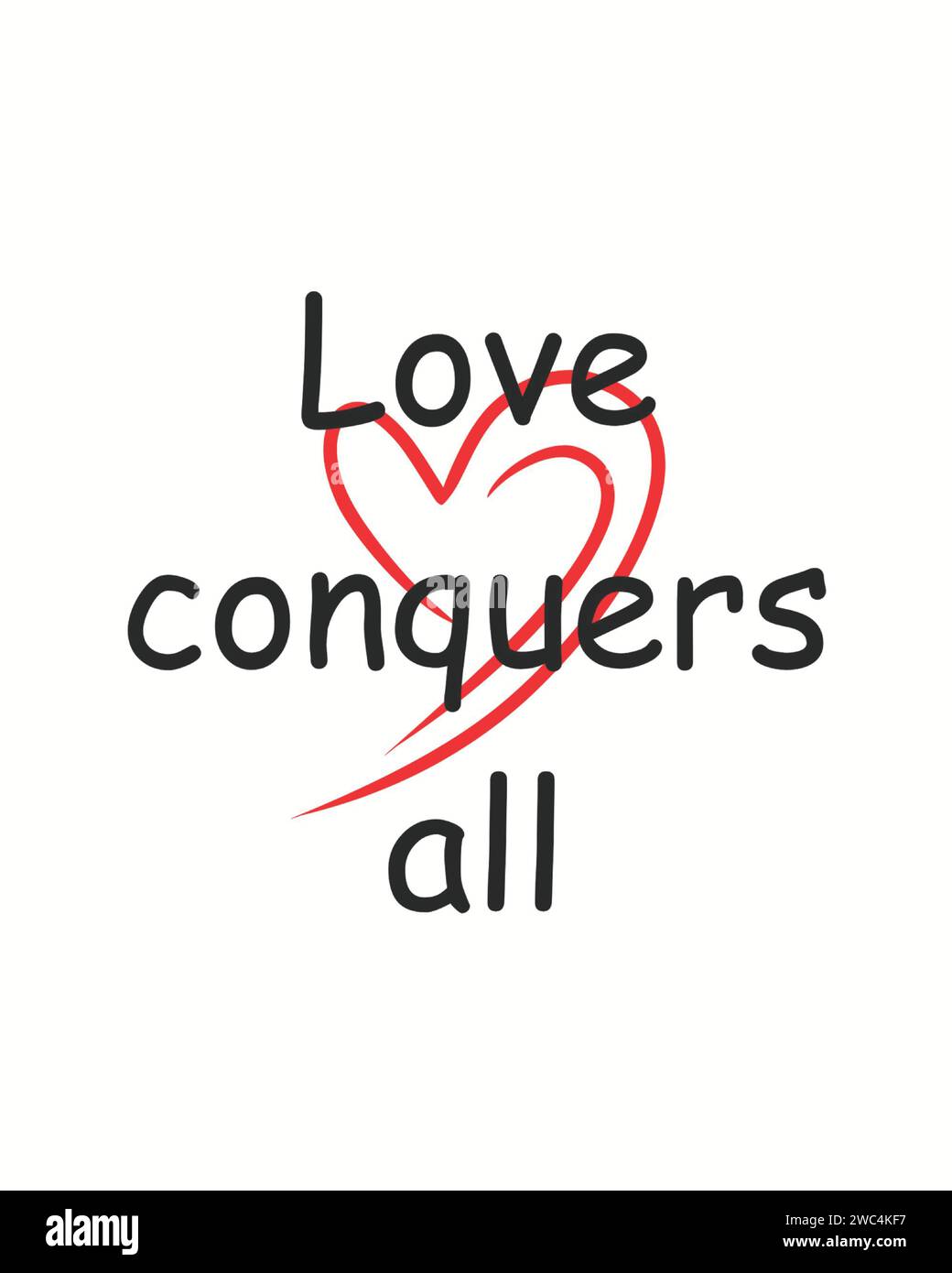 Love conquers all typography love quotes vector illustration Stock