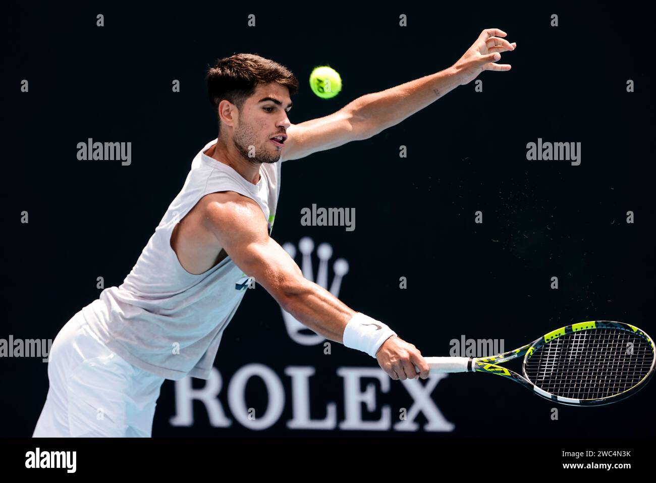 Melbourne, Australia, 14th Jan, 2024. Tennis player Carlos Alcaraz from