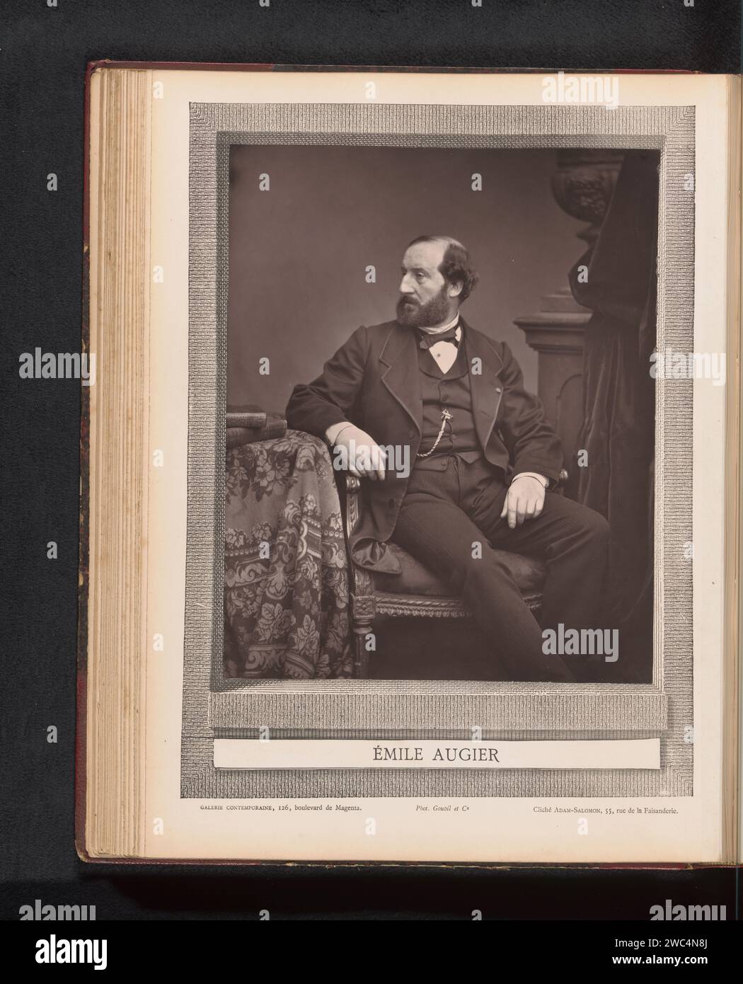 Portret van Émile Augier, Antoine-Samuel Adam-Salomon, c. 1872 - in or before 1877 photomechanical print   paper  historical persons. adult man Stock Photo