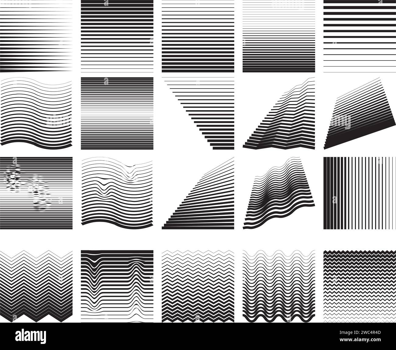 Line fade pattern. Collection Faded halftone black lines. Fading linear gradient. Vector isolated pattern on white background. Degraded fades stripe, Stock Vector