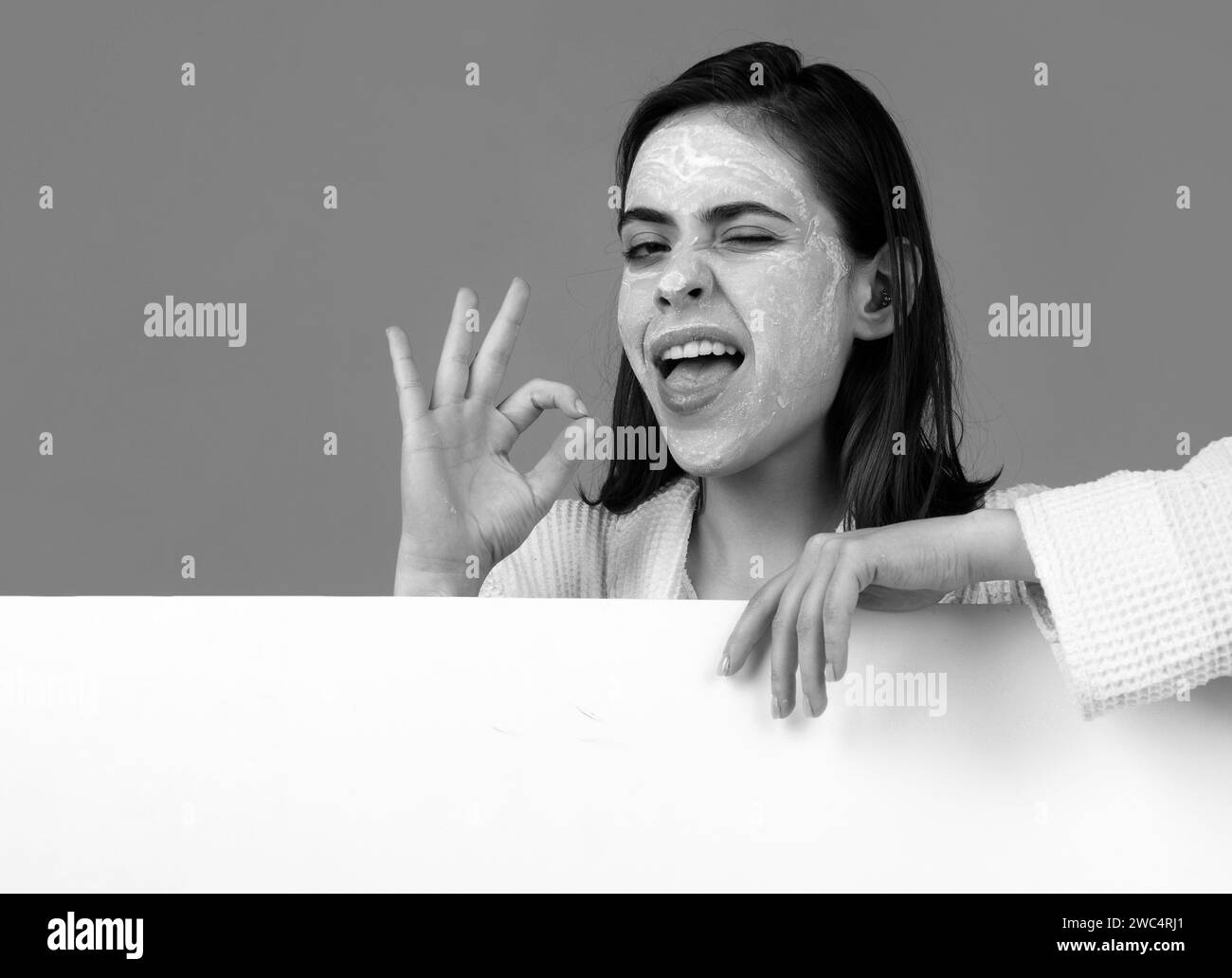 Beautiful woman, female skin care, close up face beauty portrait