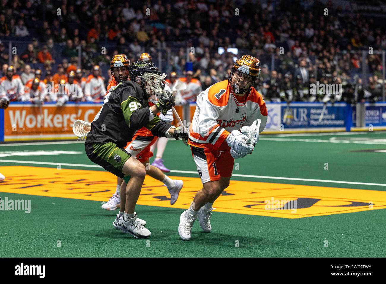 January 13th, 2024 Buffalo Bandits forward Tehoka Nanticoke (1) runs